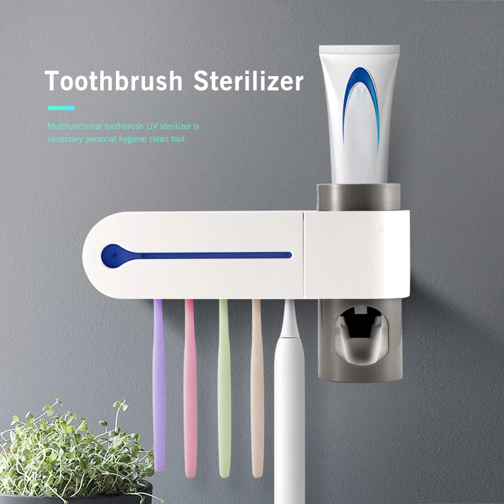 ABEDOE UV Light Ultraviolet Toothbrush Automatic Toothpaste Dispenser Sterilizer Toothbrush Holder Cleaner Toothbrush Sterilizer