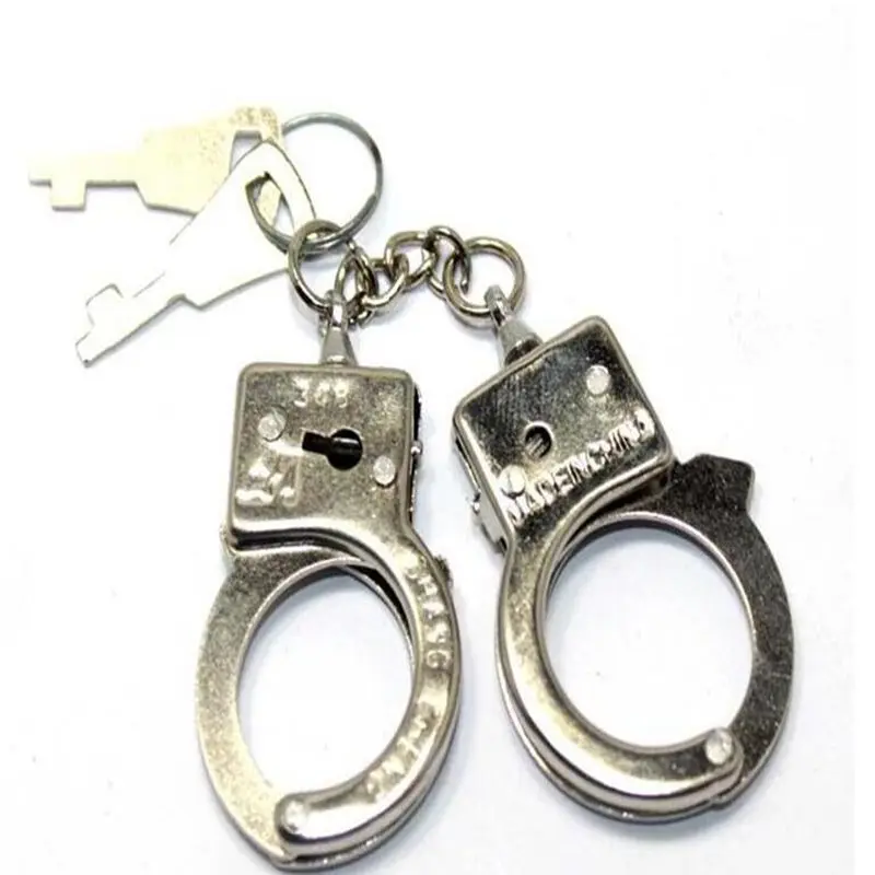 

Mini Thumb Opened Key Police Handcuffs Keychain For Keys Car Bag Key Chain Handbag Couple Best Friends Key Ring Gift Jewelry