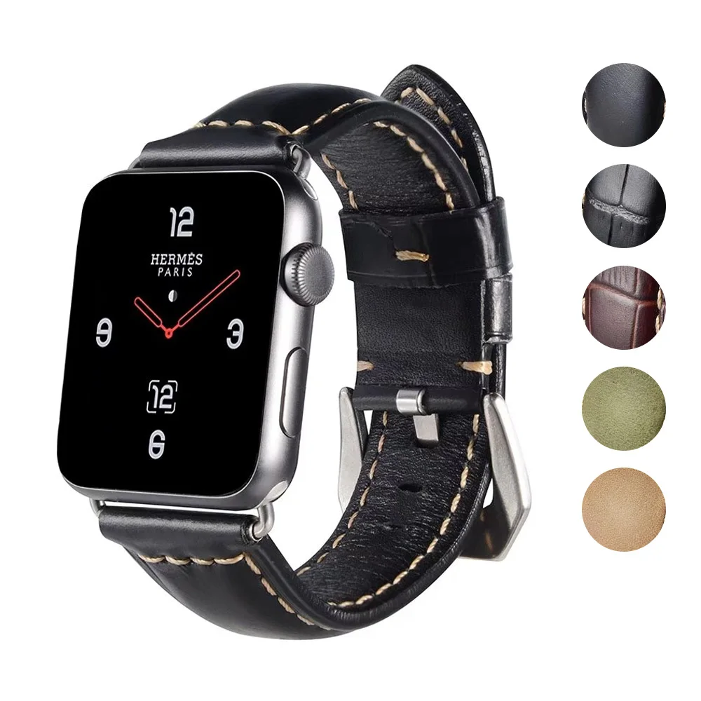 Retro Vintage Genuine Leather iWatch Strap Replacement for Apple Watch