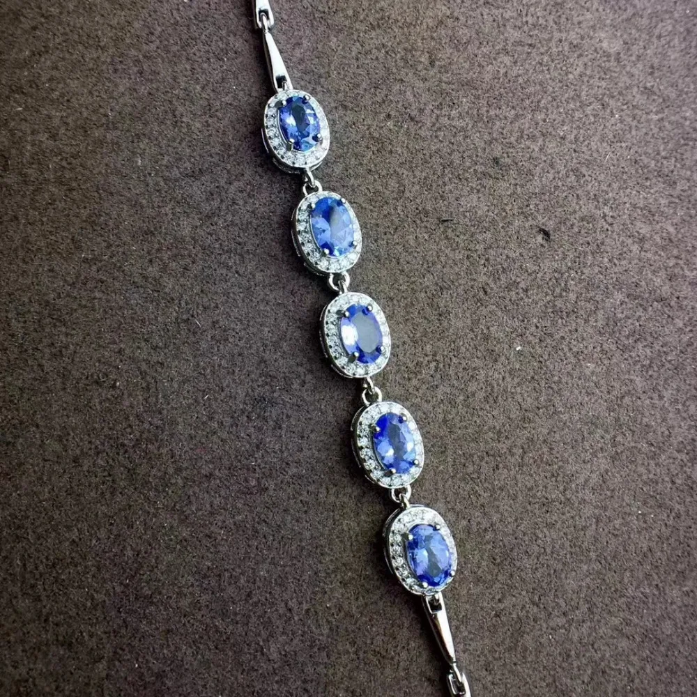 Bracelet de pierres précieuses tanzanite bleu naturel Bracelet de pierres précieuses naturelles 925