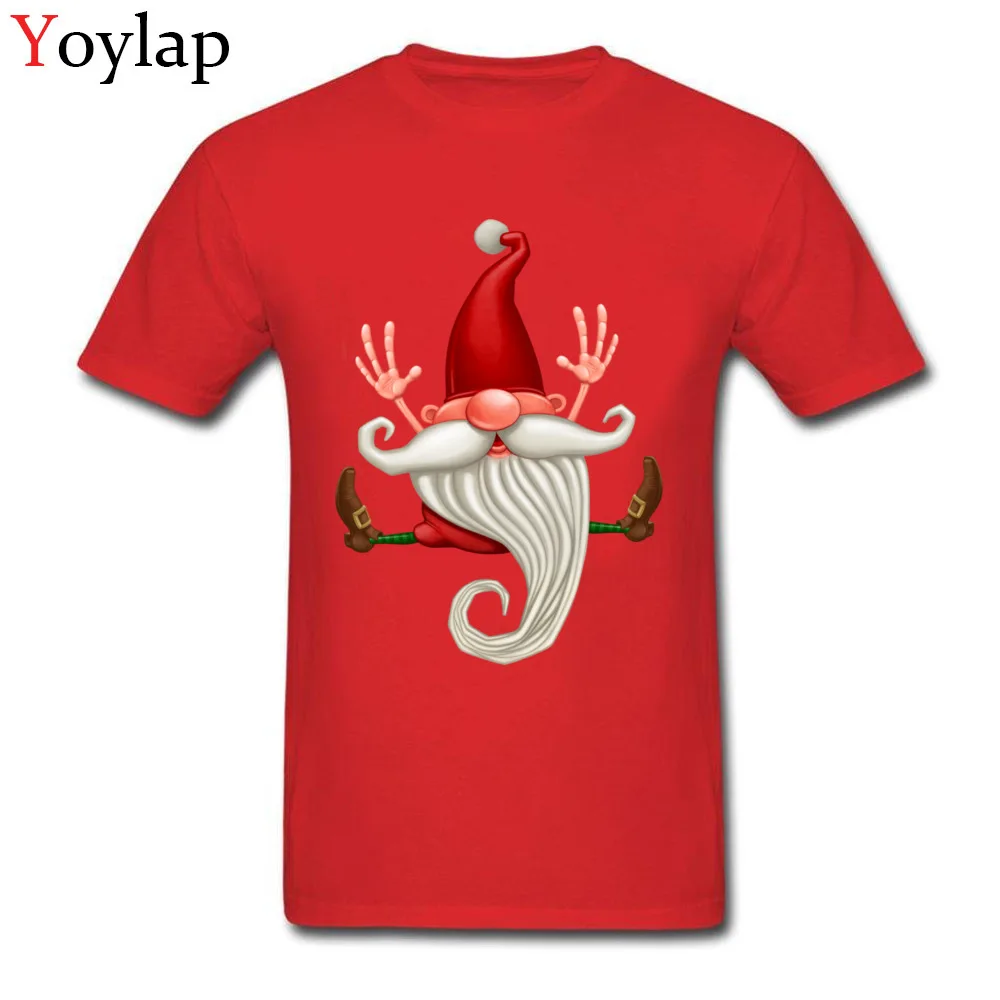 New Fashion Summer T-shirts Short Sleeve Pure Cotton Santa Claus jumping Round Neck Adult Tops Tees Funny Summer/Autumn Tee-Shirt red