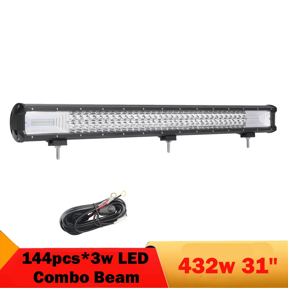 

31 Inch 432w Led Light Bar Combo Off Road Work Light Driving Fog Lights for SUV Boat 4x4 Tractor Truck UTV GRILL BUMPER LED BAR