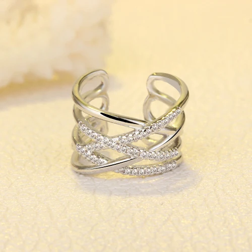 New-Hot-Punk-Jewelry-925-Sterling-Silver-With-Austrian-Crystal-Weave-Stylish-Opening-Adjustable-Size-Rings (2)