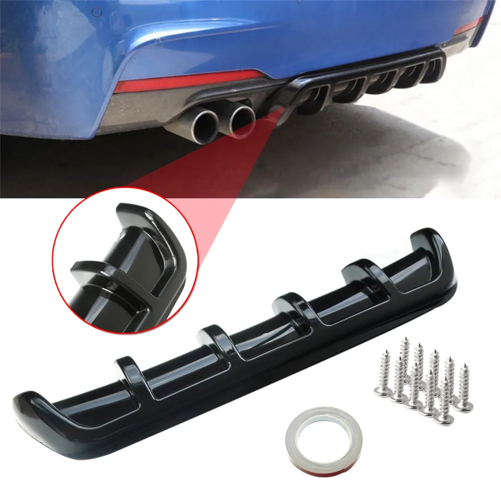 

Universal ABS Car Rear Shark Fin Style Curved Addon Bumper Lip Diffuser 6 Fins Shark Style Diffuser