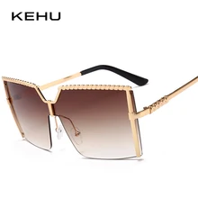 KEHU негабаритные Квадратные Солнцезащитные очки Для женщин Летняя уличная дорожная UV400 Солнцезащитные очки женские Высокое качество градиентные линзы оттенков KH128