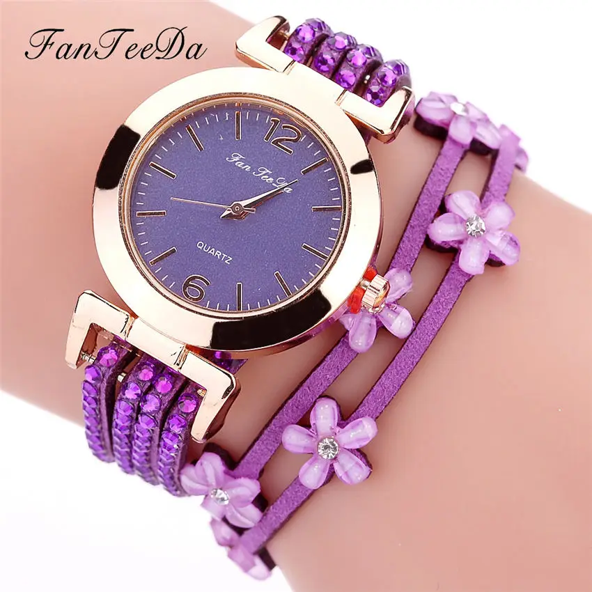 FanTeeDa, модные женские часы-браслет, Золотые Кварцевые Подарочные часы, наручные часы, женское платье, кожаный повседневный браслет, часы, Reloj Mujer