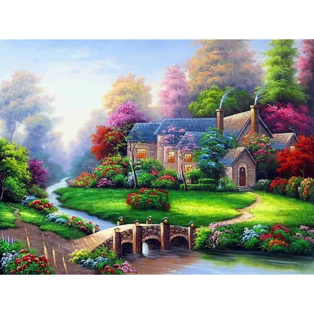 wholesale abstract villege house diamond painting 5d diy diamond