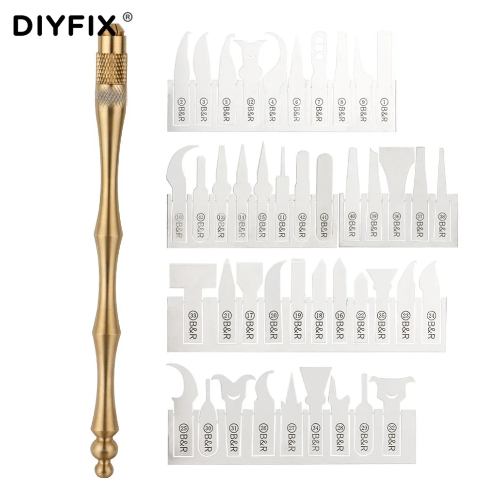 DIYFIX 43in1 BGA Maintenance Knife IC Chip CPU Remover Titanium Alloy Handle with 43Pcs Blades for Logic Board Repair Tools Set DIYFIX 43in1 BGA Maintenance Knife IC Chip CPU Remover Titanium Alloy Handle with 43Pcs Blades for Logic Board Repair Tools Set