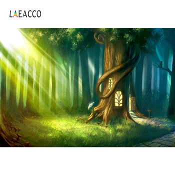 

Laeacco Old Tree Sunshine Jungle Forest Scenic Photographic Background Customized Digital Photography Backdrops For Photo Studio