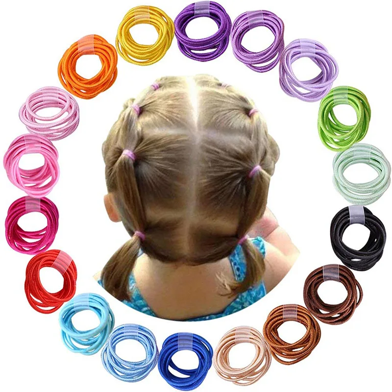 100PCS 3CM Elastic Hair Bands Girl Ponytail Hair Holder Hair Accessories Thin Elastic Rubber Band For Kids Hair Ties Hair Ropes (17)
