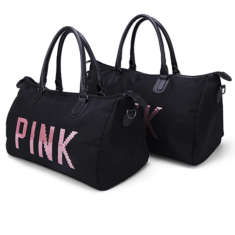 2018 Black Sequins Letters Duffle Bag Women Gym Bags Tote Beach 2018 Black Sequins Letters Duffle Bag Women Gym Bags Tote Beach Handbag Travel Shoulder Traing In From Sports Entertainment On