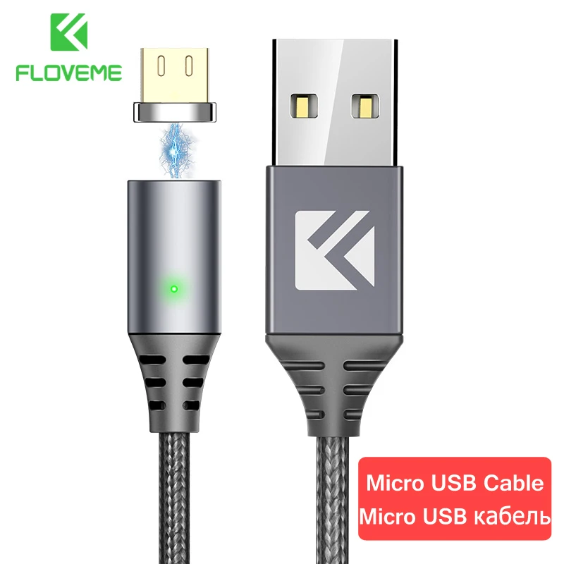 Магнитный кабель FLOVEME для samsung S6 S7, Магнитный зарядный кабель Micro USB Для huawei, Xiaomi, LG, Microusb, кабель для синхронизации данных и зарядки - Цвет: For Micro USB Cable