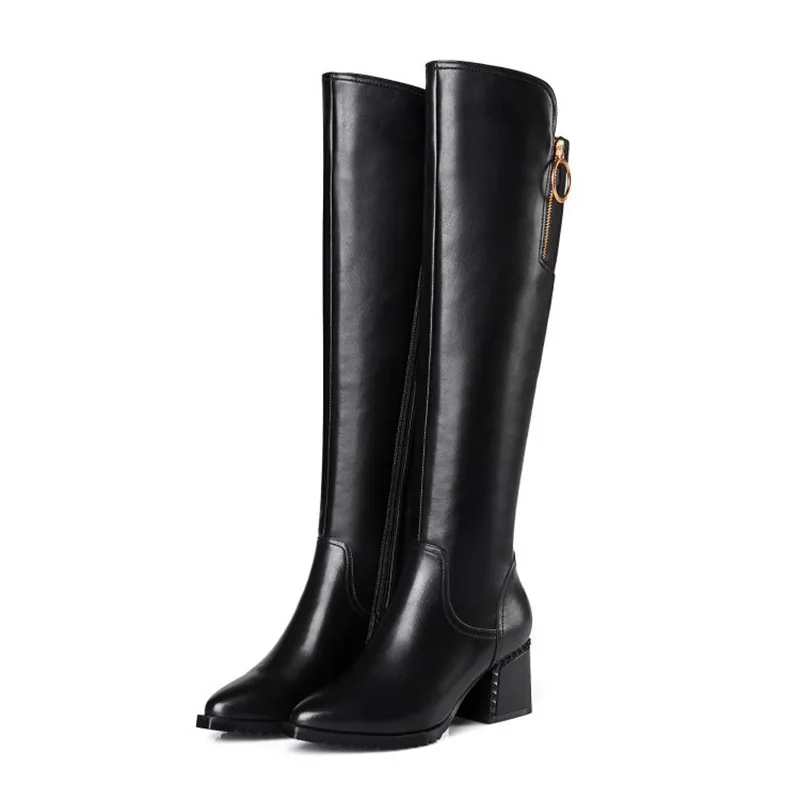 

2019 autumn and winter new high-heeled boots warm thick with high boots women's boots black ljj 0406