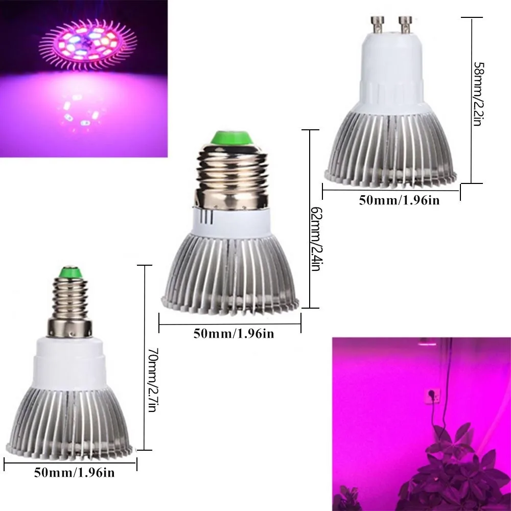 Полный Spectrum18W/28 Вт E27 E14 GU10 светодио дный светать красные, синие УФ ИК светодио дный растет лампы для гидропоники цветы растений овощи