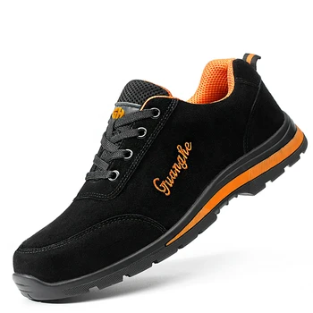 

new fashion plus size mens fashion steel toe caps work safety shoes cow suede leather building site worker tooling security boot