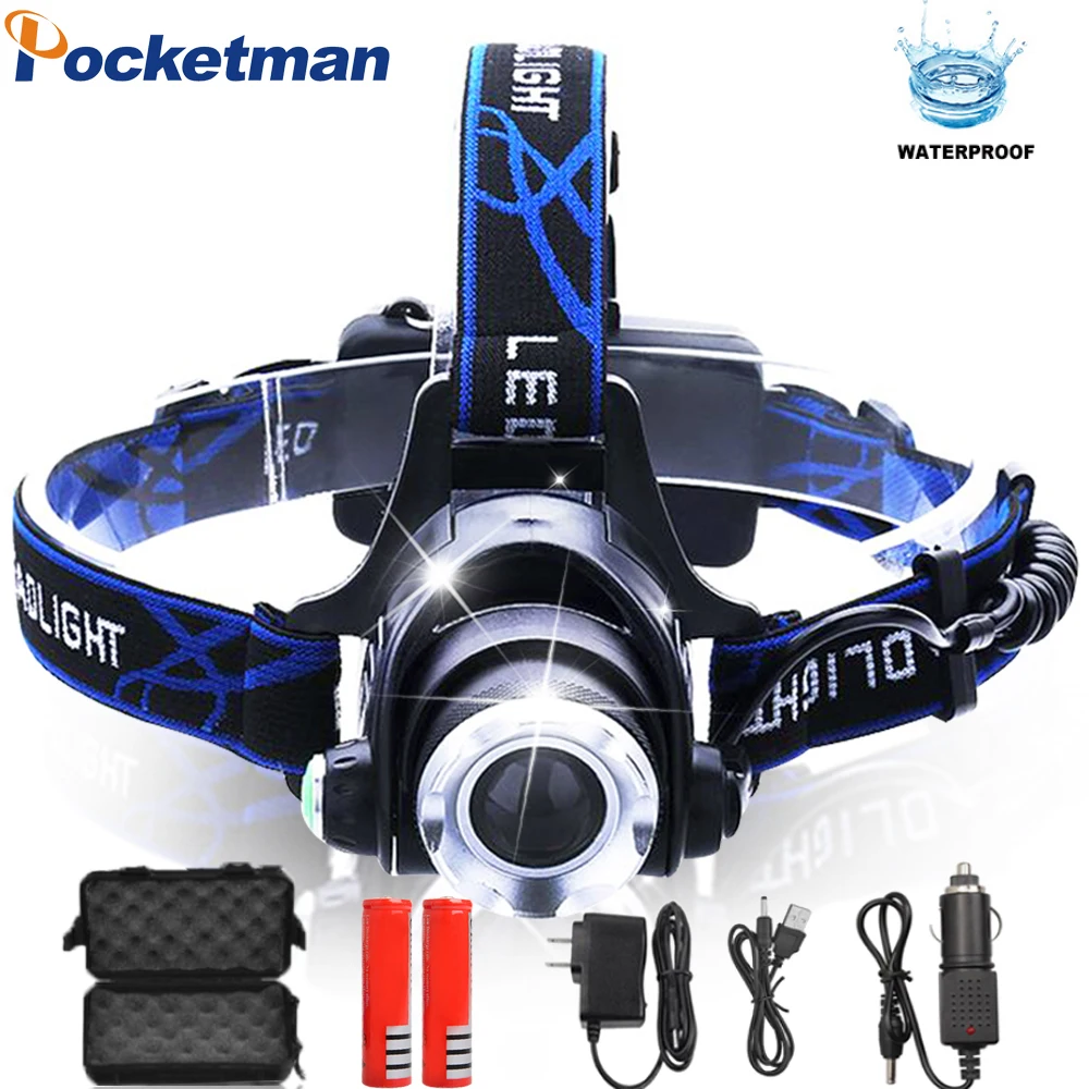 

3Mode 8000LM XML-L2/ T6 Led Headlamp Zoomable Headlight Waterproof Head Torch flashlight lamp for18650 Rechargeable Battery