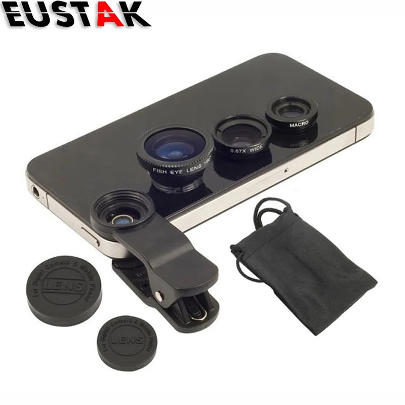 

On sales 3 In1 Clip-on Mobile Phone Lens Camera kit for iPhone 6 6s plus 5s for Samsung s6 edge plus Fish Eye Macro Wide Angle