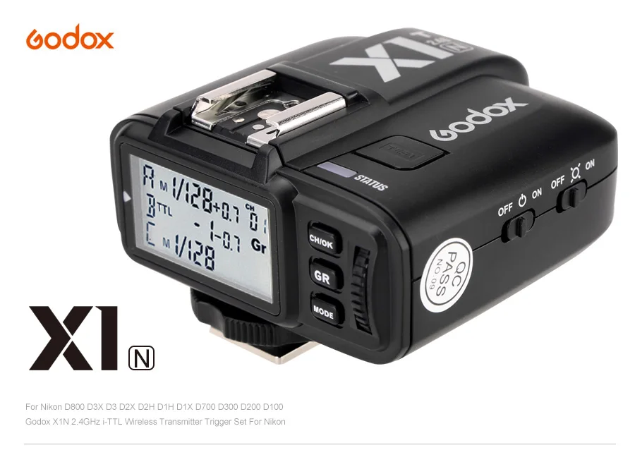 GODOX X1T-N ttl триггер стробоскопа 1/8000s HSS 32 Каналы 2,4G Беспроводной ЖК-дисплей трансмиттер триггер для вспышки для Nikon