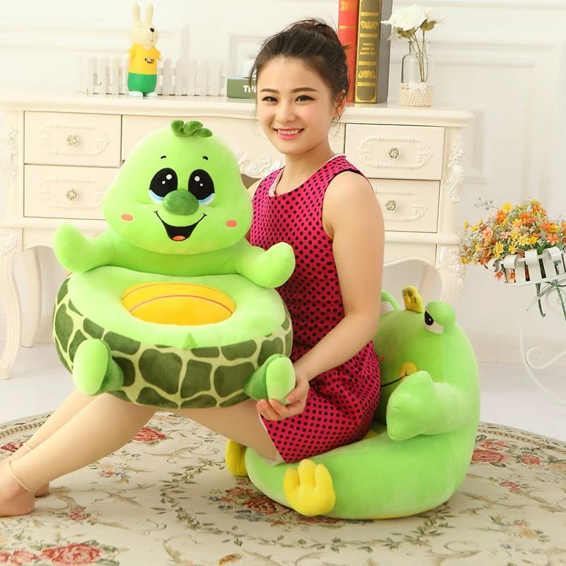 Dorimytrader 40cm x 40cm Kindergarten Cartoon Children's Mini Sofa Plush Animal Frog Owl Tortoise Penguin Chick Ladybug Baby Chair Toy Doll DY61977(7)