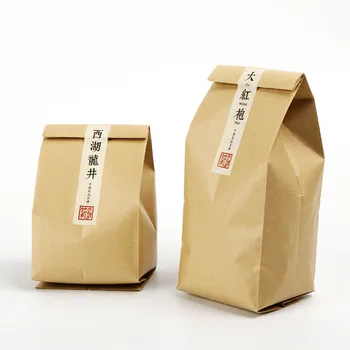 

100pcs/lot Kraft Paper Side Gusset Bags Take-out Food Snack Herbal Tea Packaging Paper Storage Bag Open Top Heat Sealing Bag