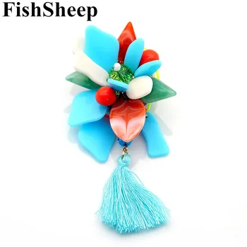 

FishSheep Bohemian Acrylic Flower Brooches Female Pins Corsage Brooch For Women Wedding Dress Large Badge Accessories Jewelry