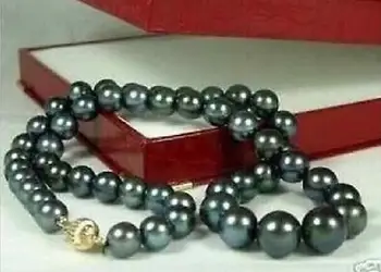 

stunning 18" 36" 10-11 mm tahitian black green pearl necklace