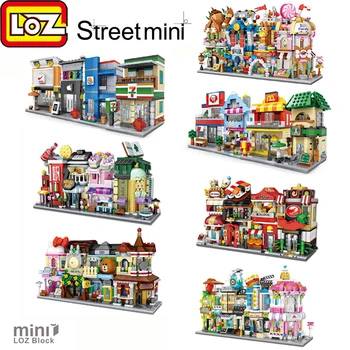 

LOZ Mini Commercial Street view Scene DIY Building Blocks creator technic Architectures Model block toys for children boy gifts