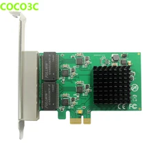 Сервер PCI-e 4 порта 1 Гбит/с Gigabit Ethernet Сетевая карта PCI express до RJ-45 1000 Мбит/с сетевой адаптер конвертер низкий кронштейн