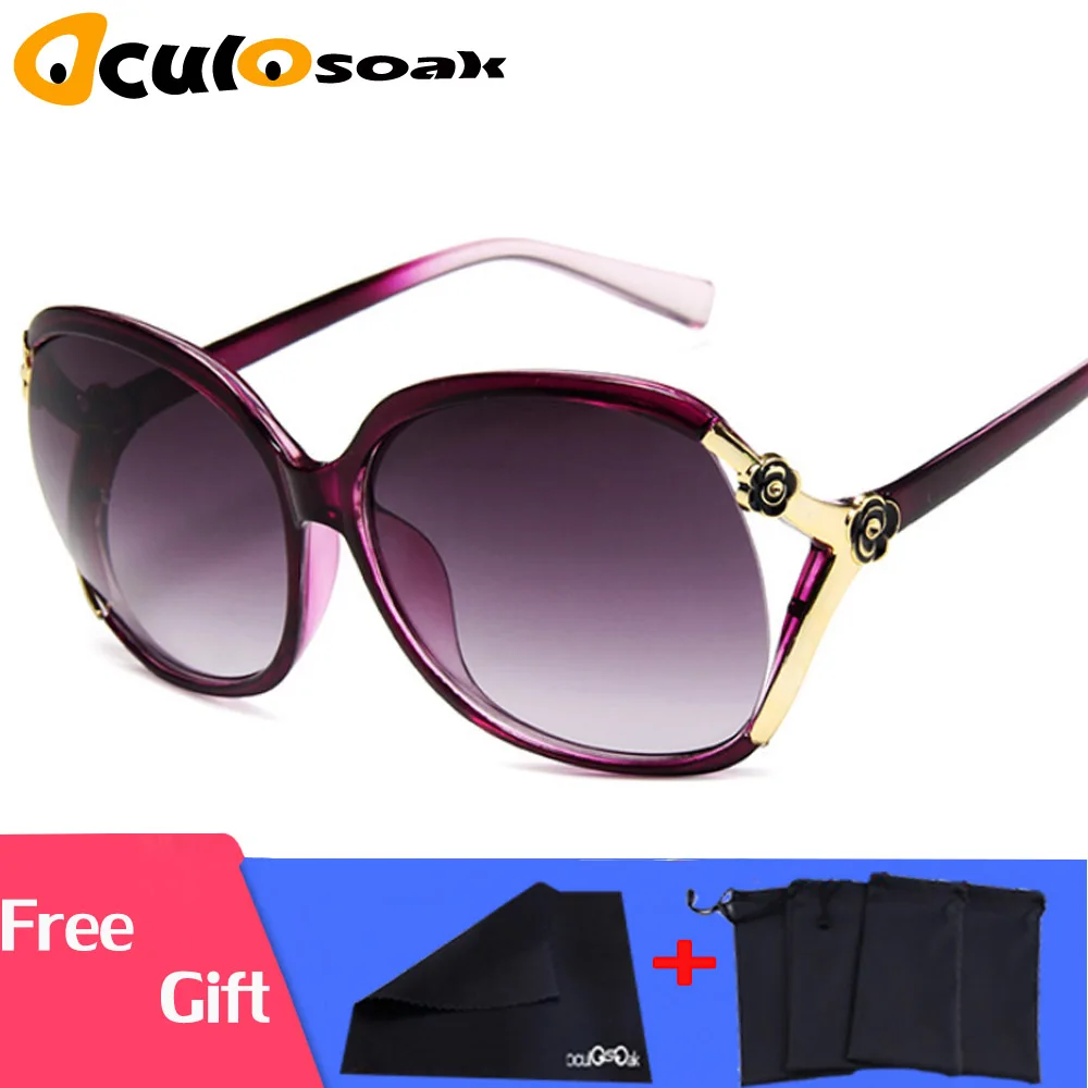 DD Retro Oversized Oval Sunglasses Women Luxury Brand Classic Vintage Camellia Ladies Glasses Shades goggles Oculos UV400