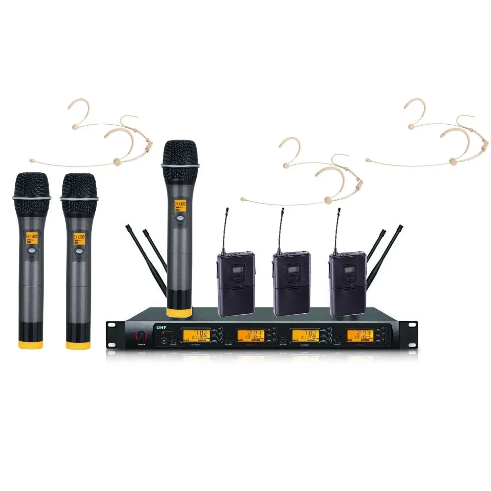 Bolymic UHF 4 X 100 Channels Wireless Microphone karaoke 3 handheld 3