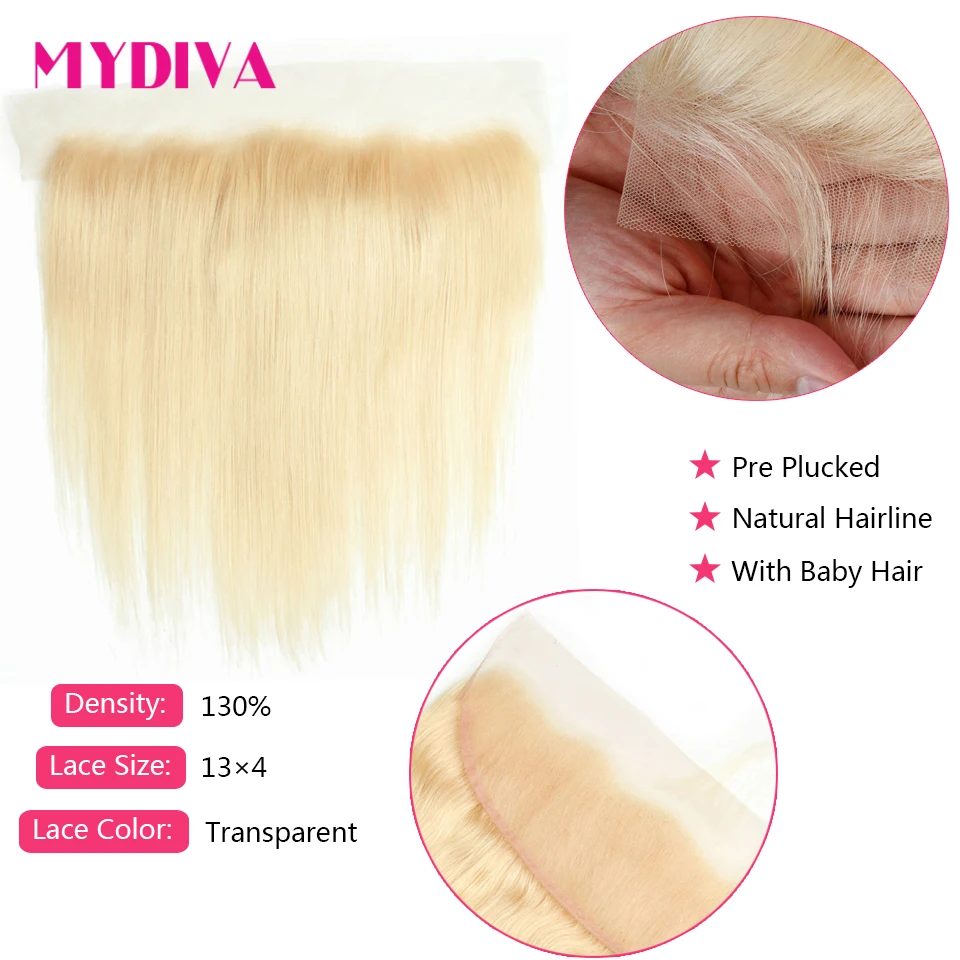 Brazilian Straight Hair Weave Bundles With Frontal 613 Bundles With Frontal Blonde Human Hair Bundle With Closure Remy Mydiva