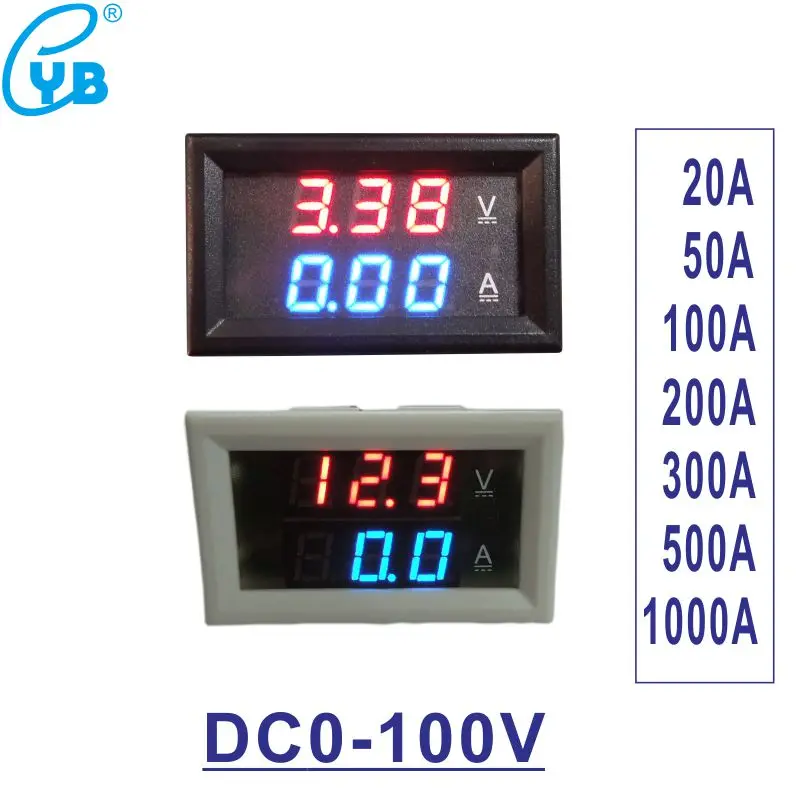 DC0 100V Вольтметр Амперметр DC20A 50A 100A 200A 300A 500A 1000A цифровой светодиодный ток