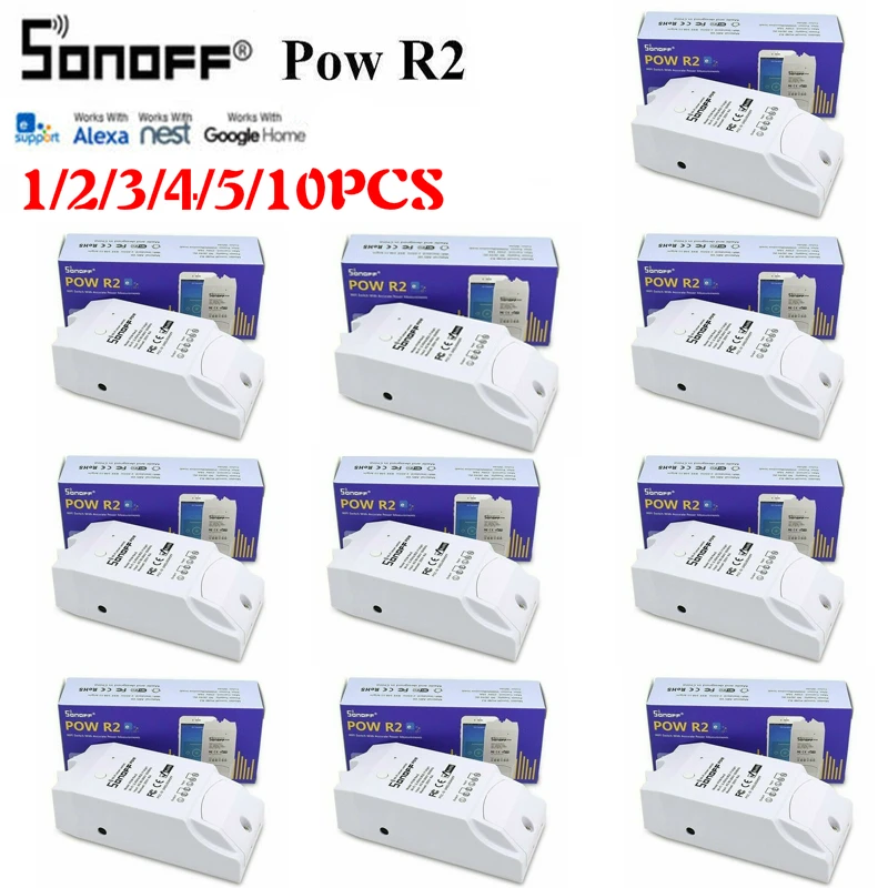 1/2/3/4/5/10pcs SONOFF POW R2 Basic Smart Wifi Switch APP Power Consumption Monitor Measurement with Alexa Google Home