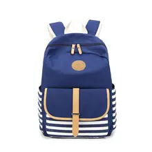 Девушка рюкзак новый 2017 женщины юности сумка школьные сумки mochila Бесплатная доставка Полосатый холщовый мешок