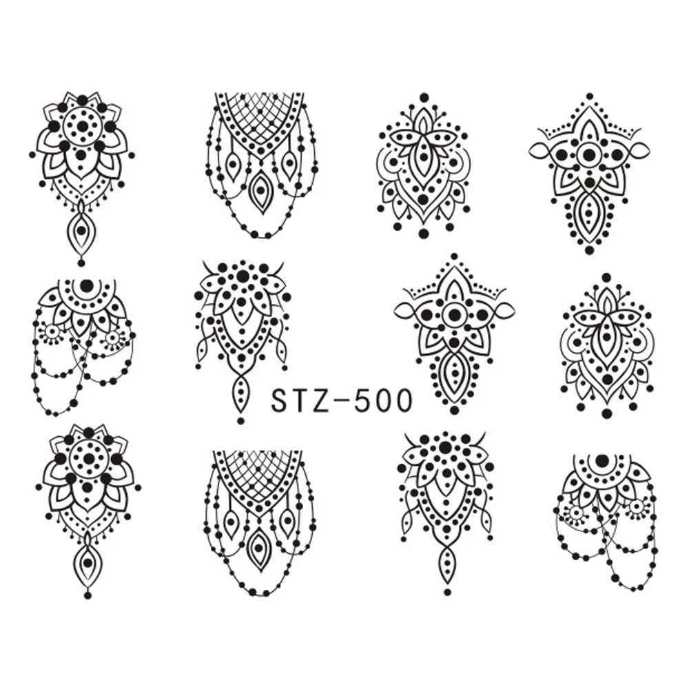 1 Sheet Black Necklace Jewelry Design Water Transfer Sticker Nail Art Decals DIY Fashion Wraps Tips Manicure Tools SASTZ500