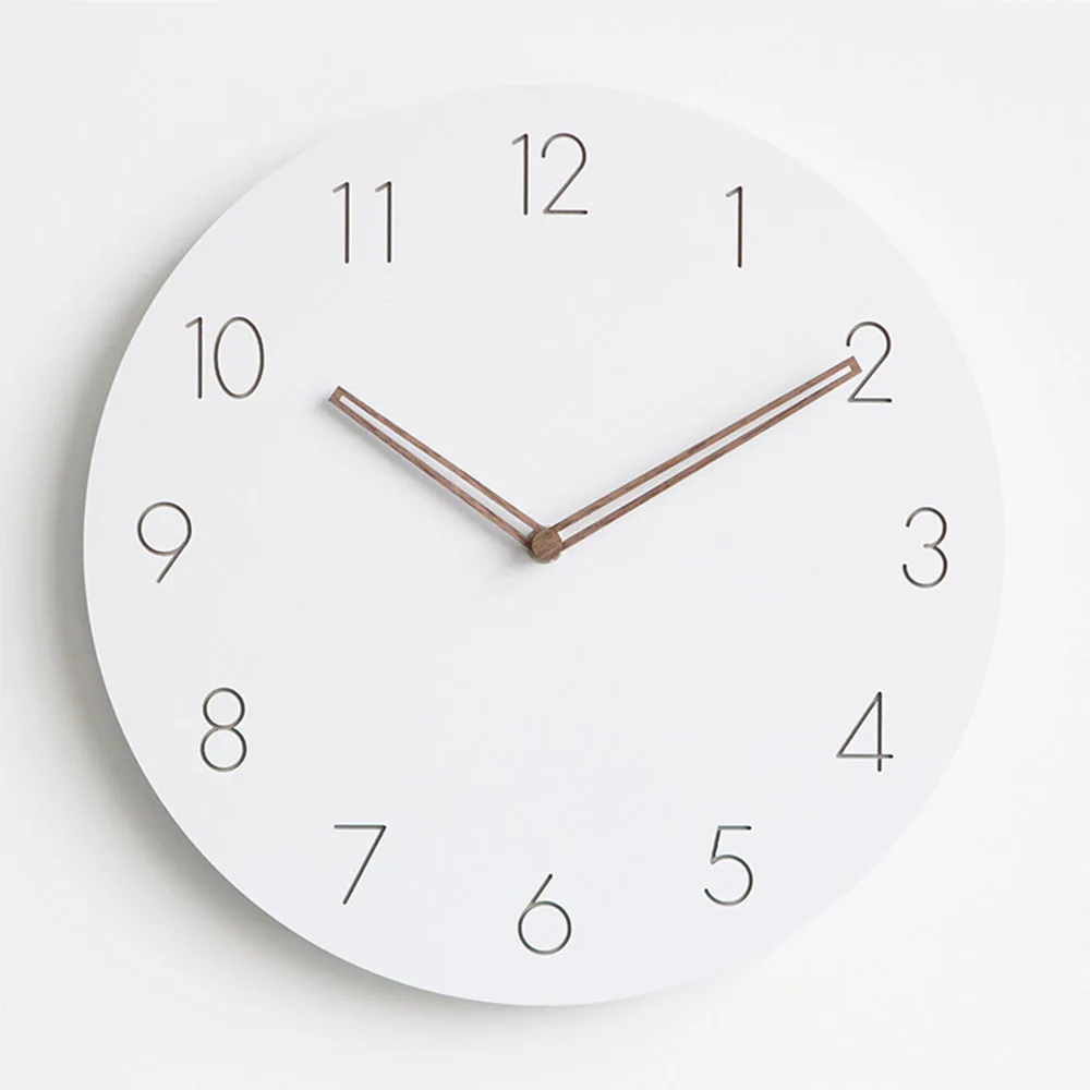 

2018 Modern Concise Wooden White Wall Clock Scandinavian Style Noiseless Hanging Wall Clocks with Hollowed Hands Home Decoration