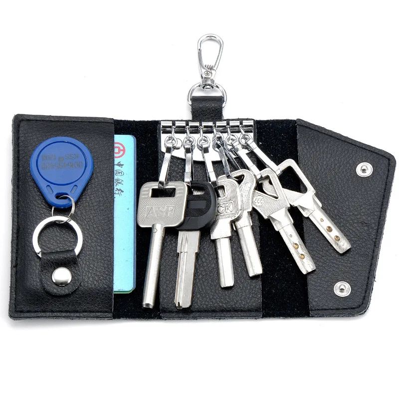 Real Leather Key Holder Men Women Keychain Organizer Waist Hanging Pouch Mini Purse Card Bag IC Card Wallet Housekeeper Key Case Key Case Key Holder Key Organizer Key Purse Card Case Holder