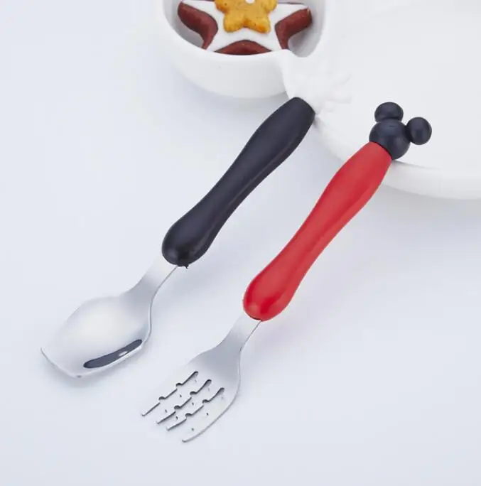 spoon set 1 3 шт./компл. милый рыбы Паттен дети столовых разделить блюдо чаша тарелка вилка+ ложка набор маленьких столовые сервизы Baby продукты питания - Цвет: spoon set 1