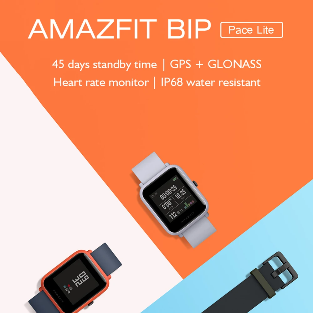 Huami Смарт-часы Amazfit BIP на английском языке, gps, умные часы, Android iOS IP68, пульсометр, 45 дней, время работы от батареи, всегда на дисплее