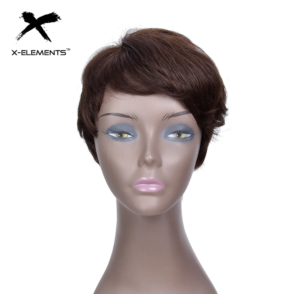 X-Elements Peruvian Short Human Hair Wigs With Bangs H.VERA Non-Remy Machine Made Natural Wave Hair Wigs For Women No Smell (1)