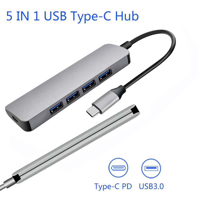 5 в 1 USB C концентратор USB 3,0 порт hdmi PD концентратор переходник разветвитель для MacBook pro samsung Galaxy S9 huawei P20 Pro usb type C концентратор OTG - Цвет: 533