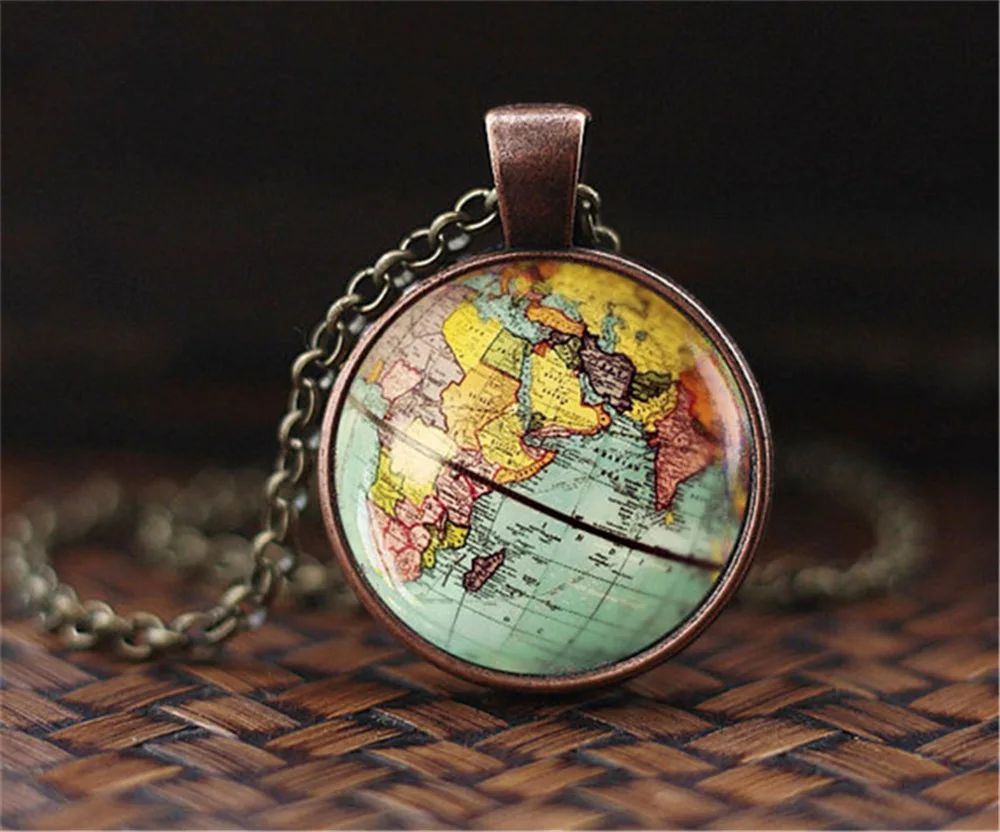 

SUTEYI New Arrived DIY Globe Dome Necklace Earth World Map Pendant Glass Chain Jewelry New York Map Handmade Necklace