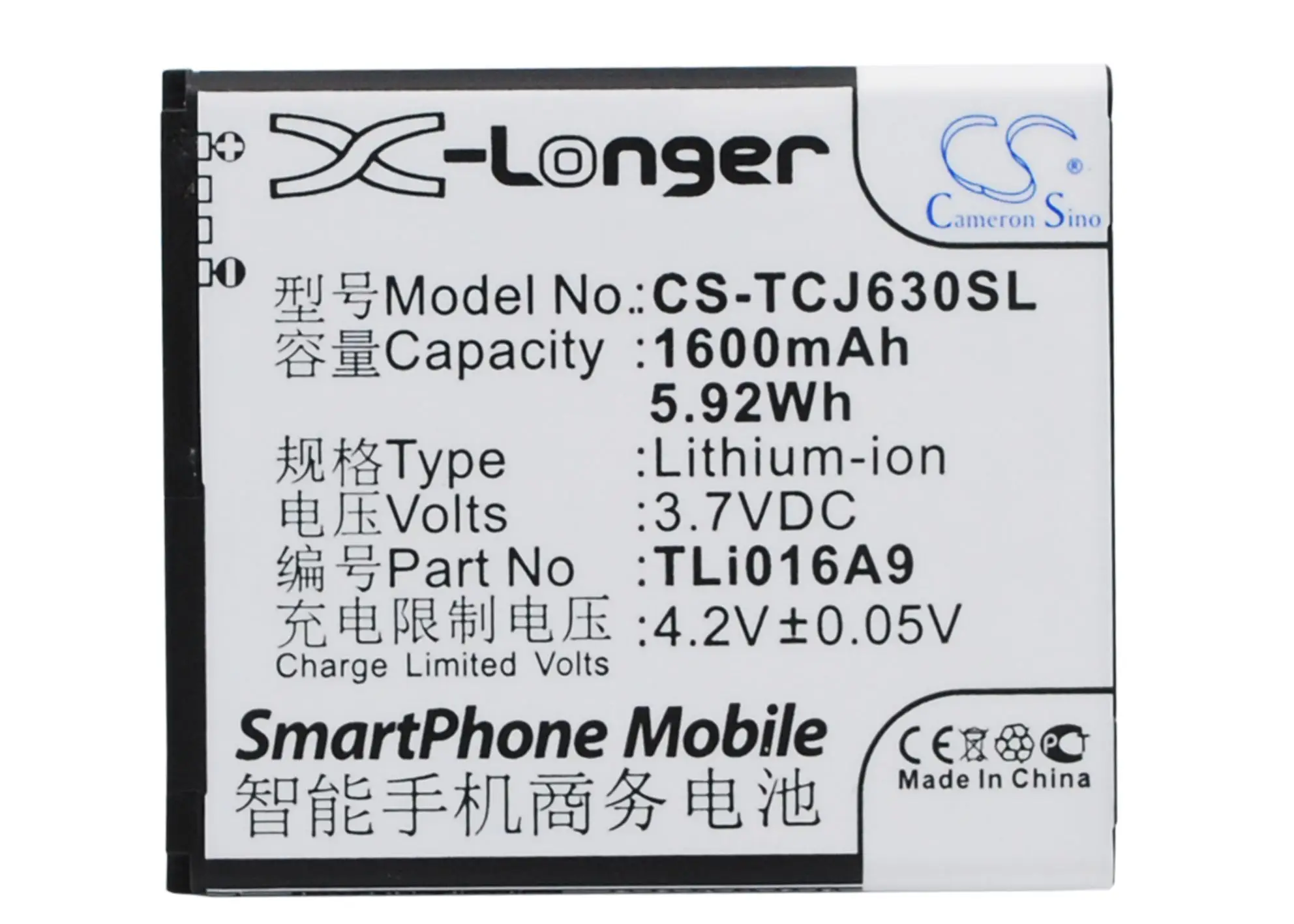 Cameron Sino 1600mAh Battery TLi016A9 for TCL J600T J630T | Мобильные телефоны и аксессуары
