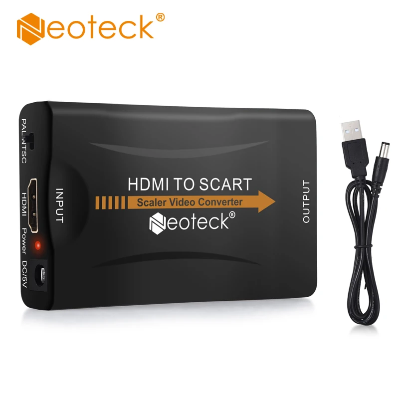 Pаспродажа Neoteck HDMI к SCART AV конвертер адаптер композитный видео аудио адаптер HDMI в Scart Out видео + аудио поддерживается для HDTV DVD