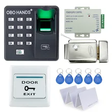 Cheapest!! full Fingerprint door lock system for access control with remote control+electric lock+power supply+exit button