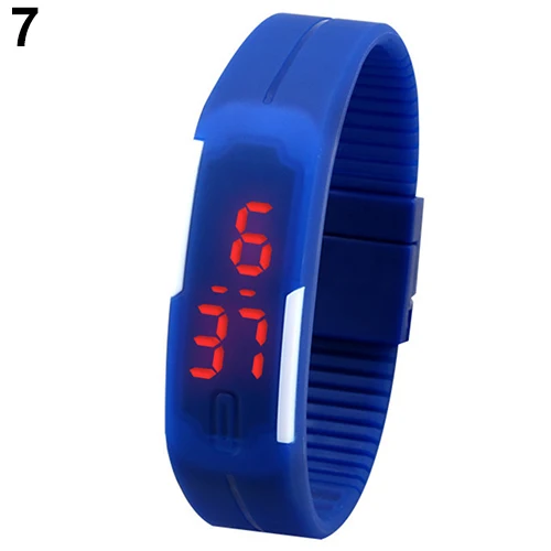 Популярные мужские женские силиконовые Красный светодиодный сенсорный браслет часы цифровые наручные часы электронные наручные часы для мальчиков и девочек подарок - Цвет: Blue