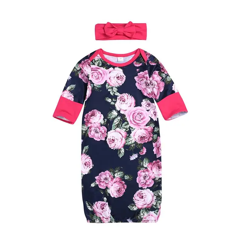 

Infant Boy Girl Floral Swaddle Wraps/Sleeping Bag Romper Headband 2PCS Baby Sleepwear Clothes New Hot
