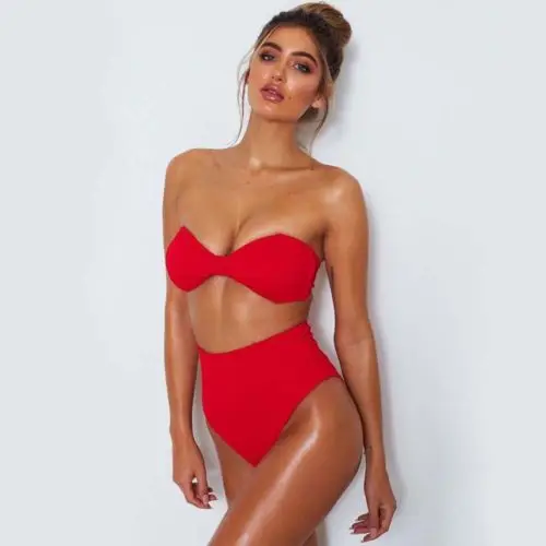 

2018 New Arrival Women Sexy Bandage Bikini Set Swimsuit High Waist Bathing Suit Swimwear Beachwear