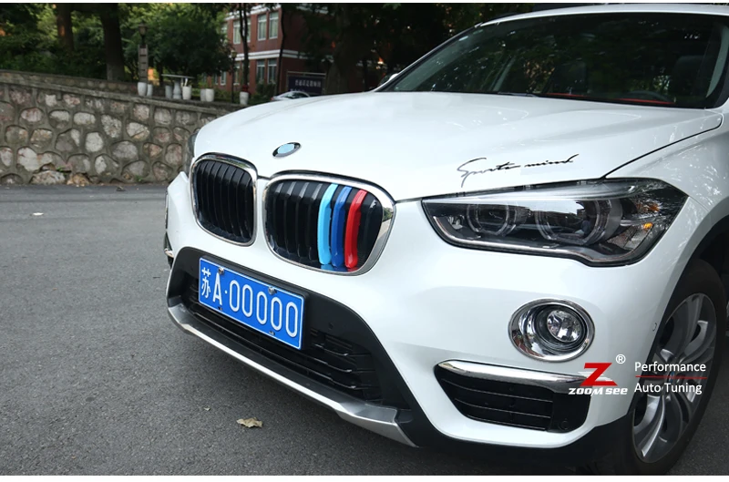 89 19 De Réductionmerveilleux 3d M Style Calandre Avant Garniture Bandes De Sport Automobile Pour 2009 2018 Bmw X1 E84 F48 Autocollants De - 