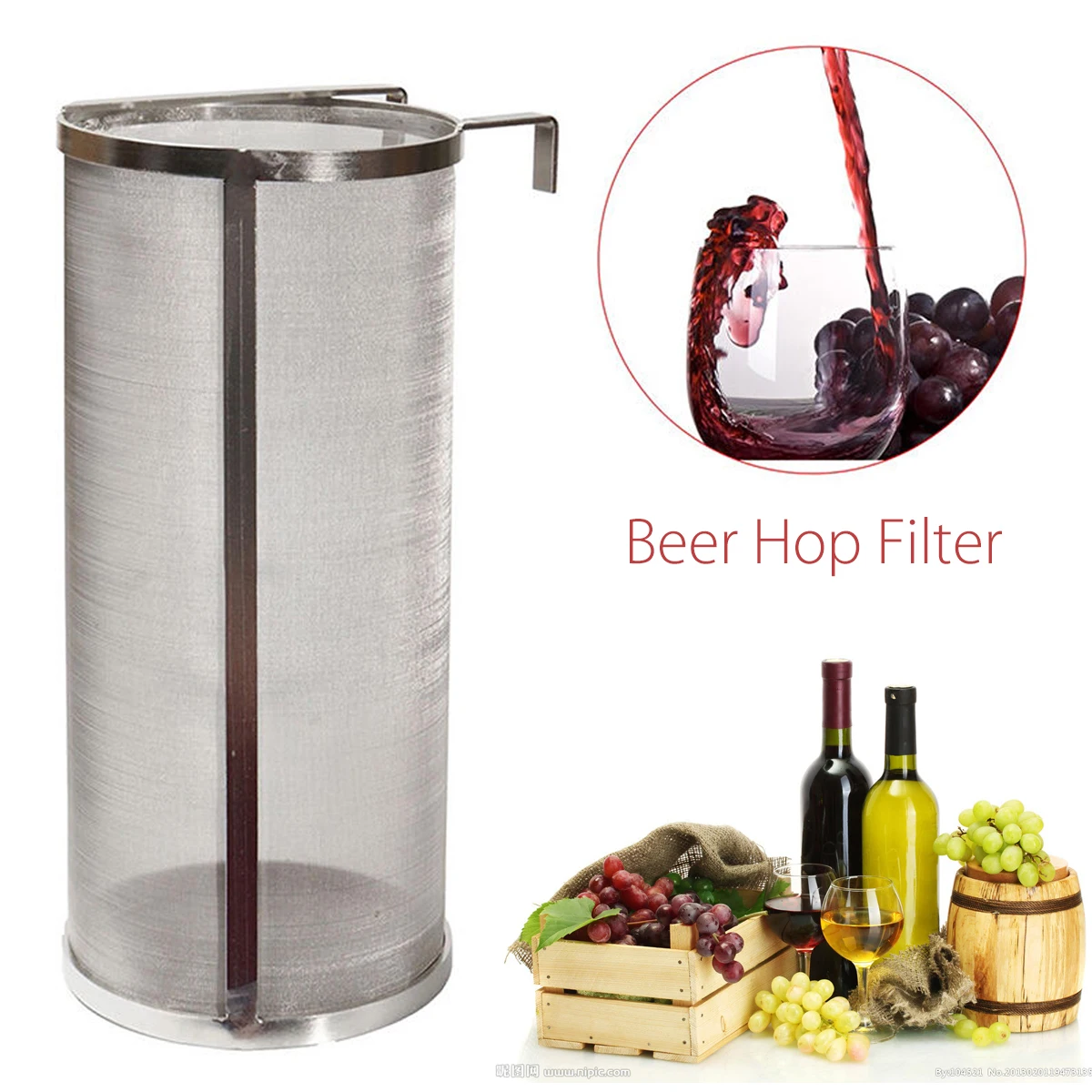 

Beer Hop Spider Strainer 304 Stainless Steel Homebrew Pellet Hop Filter 4''x10'' 400 Micron Filtering for Brew Kettle